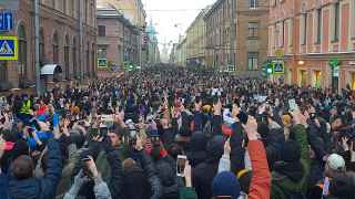 Митинг в Санкт-Петербурге в поддержку Навального, январь 2021 года.